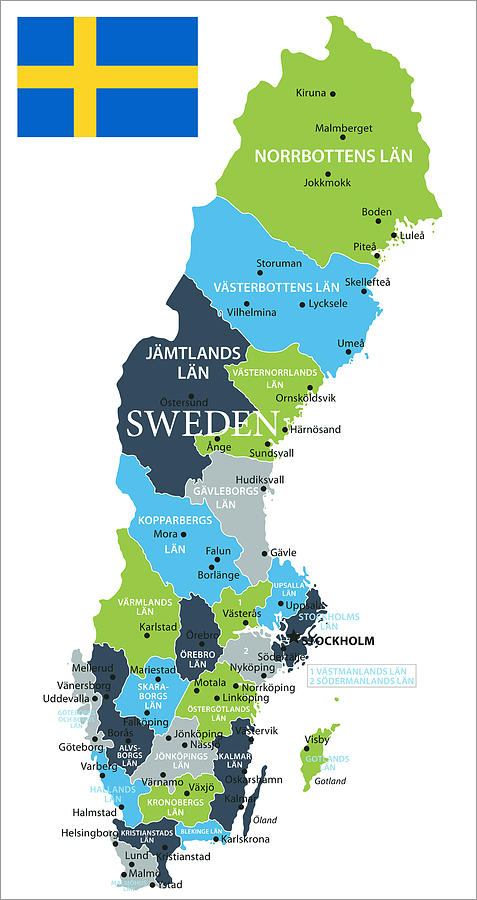 Map of Sweden - Vector Drawing by Pop_jop