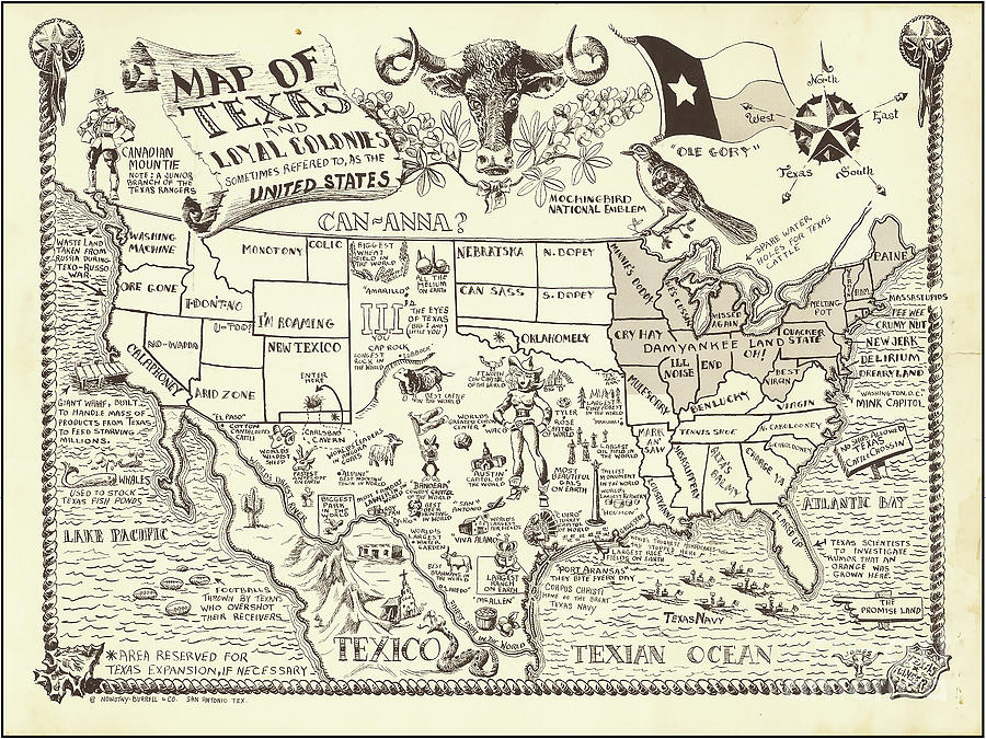 Texas Map Photograph - Map of Texas and Loyal Colonies 1900 by Jon Neidert