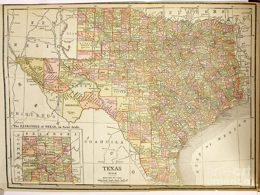 MAP OF TEXAS w2 Drawing by Historic Illustrations - Pixels