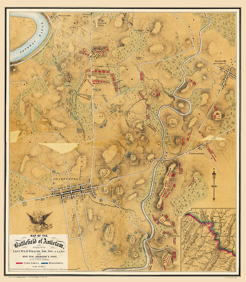 Map of the Battlefield of Antietam 1864 Photograph by Phil Cardamone