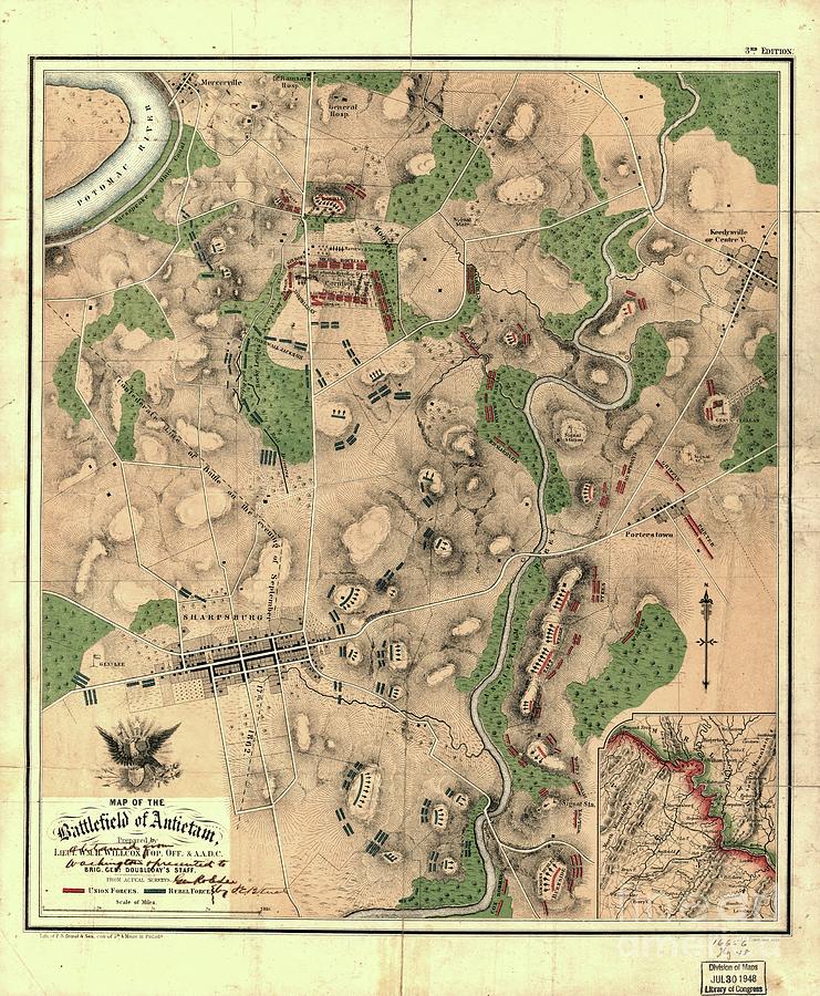 Map Of The Battlefield Of Antietam Sept 17 1862 William H Willcox 