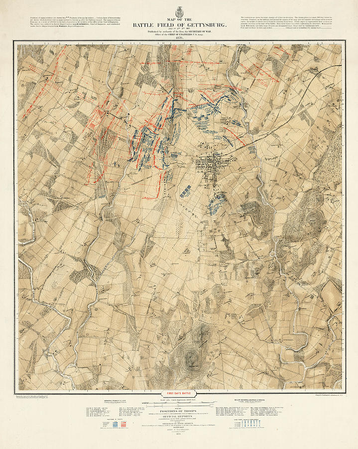 Map Of The Battlefield Of Gettysburg July St Nd Rd St Day Washington ...