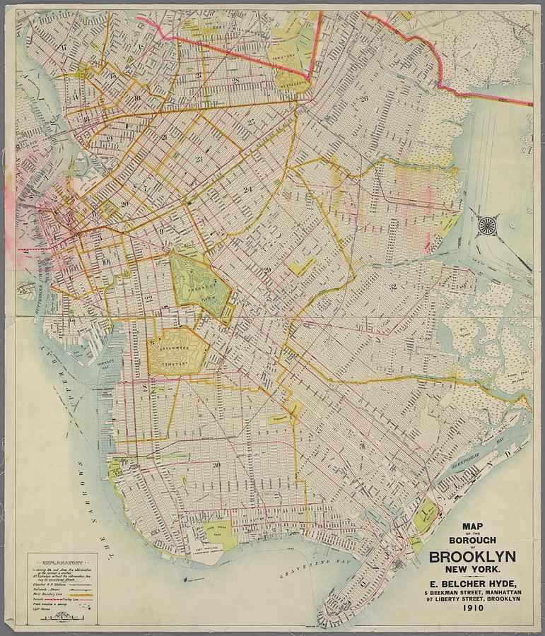 Map of the Borough of Brooklyn, New York Painting by MotionAge Designs ...