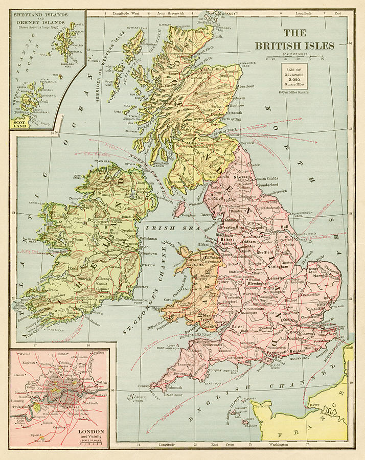 Map of the British Isles 1899 Drawing by Thepalmer