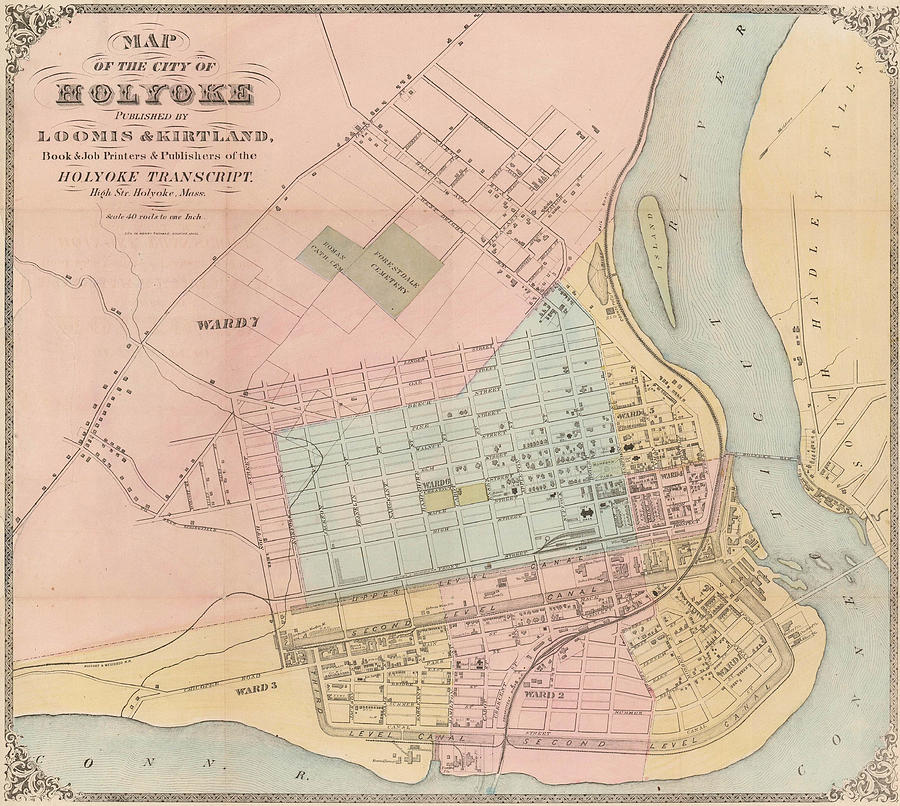 Map of the City of Holyoke Holyoke Massachusetts Painting by Loomis ...