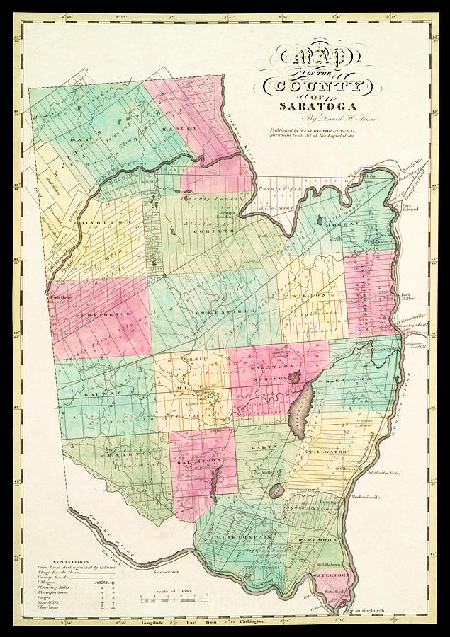 Map of the county of Saratoga 1829 Photograph by Phil Cardamone