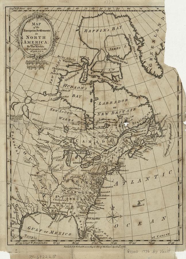 Map of the European settlements in North America. LOC 74692225 Painting ...