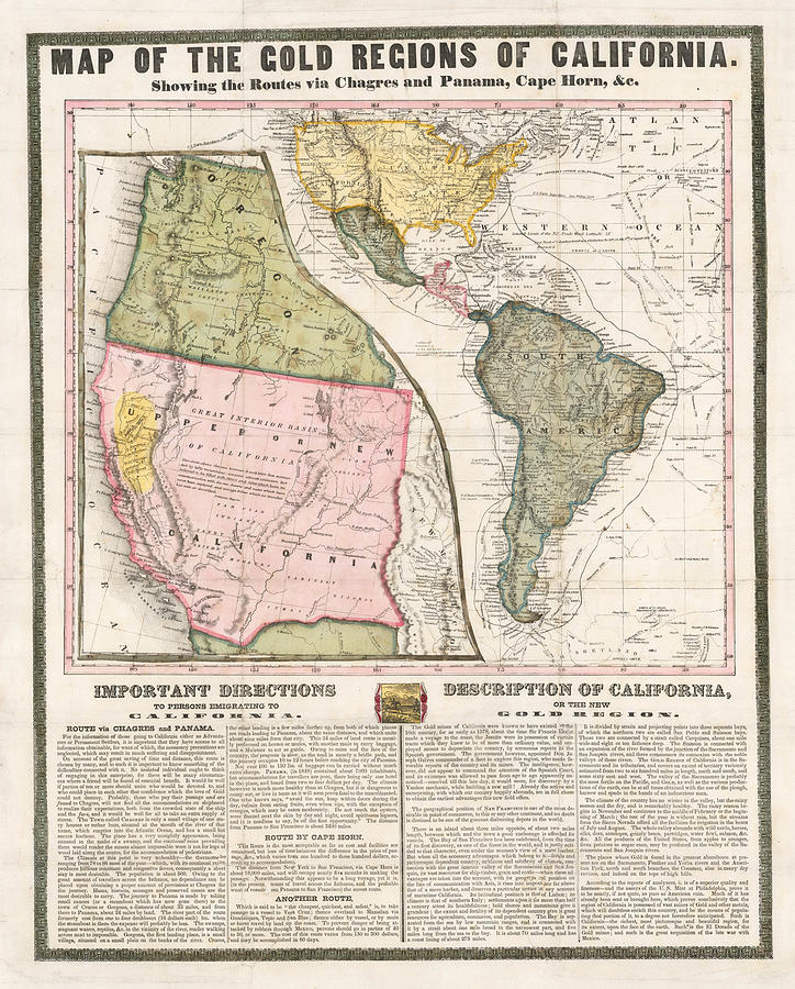 Map of the Gold Regions of California Showing the Routes via Chagres ...