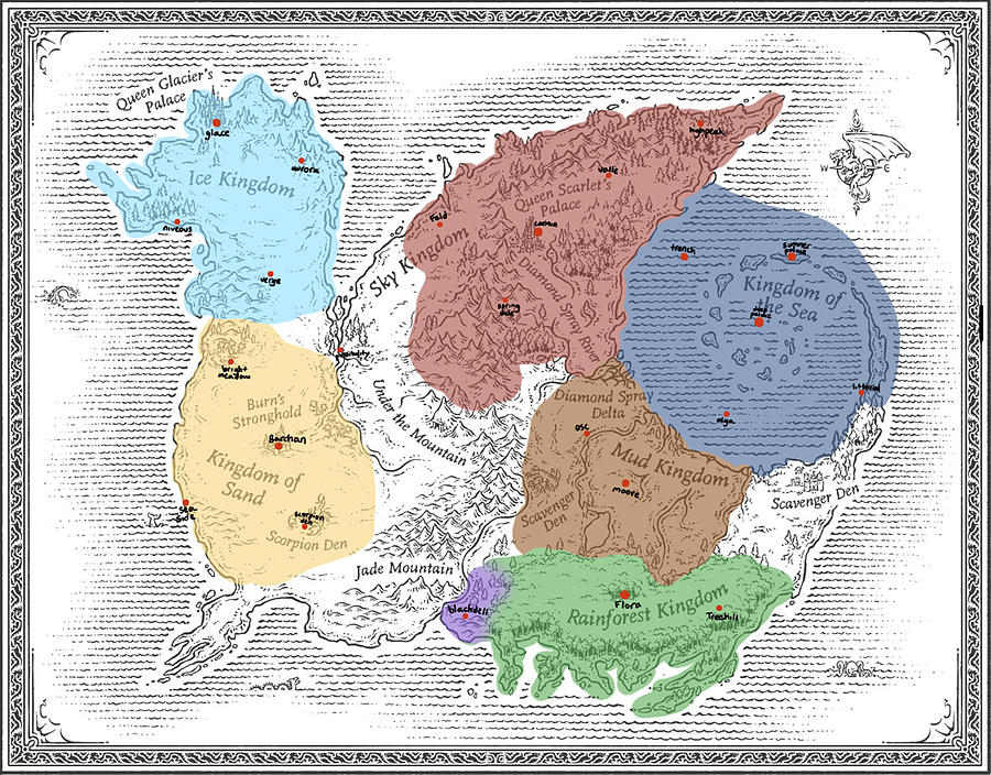 Map of the kingdoms major cities in Pyrrhia Digital Art by Ashley Davis ...