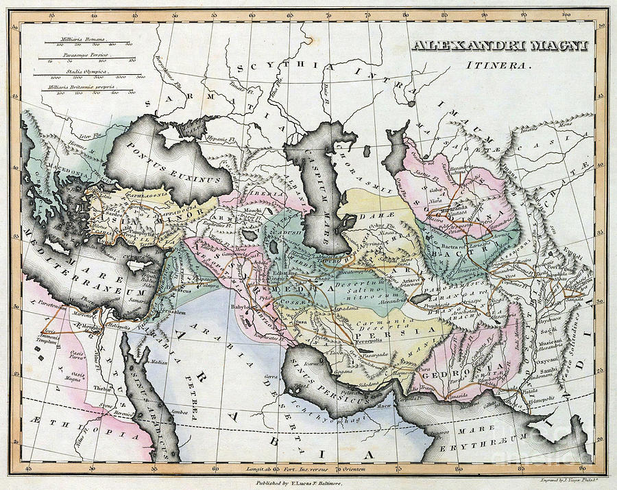 Map of the Macedonian Empire Drawing by Fielding Lucas Jr