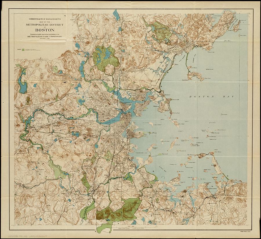 Map Of The Metropolitan District Of Boston Massachusetts 1901 Drawing By Linda Howes Fine Art 5563