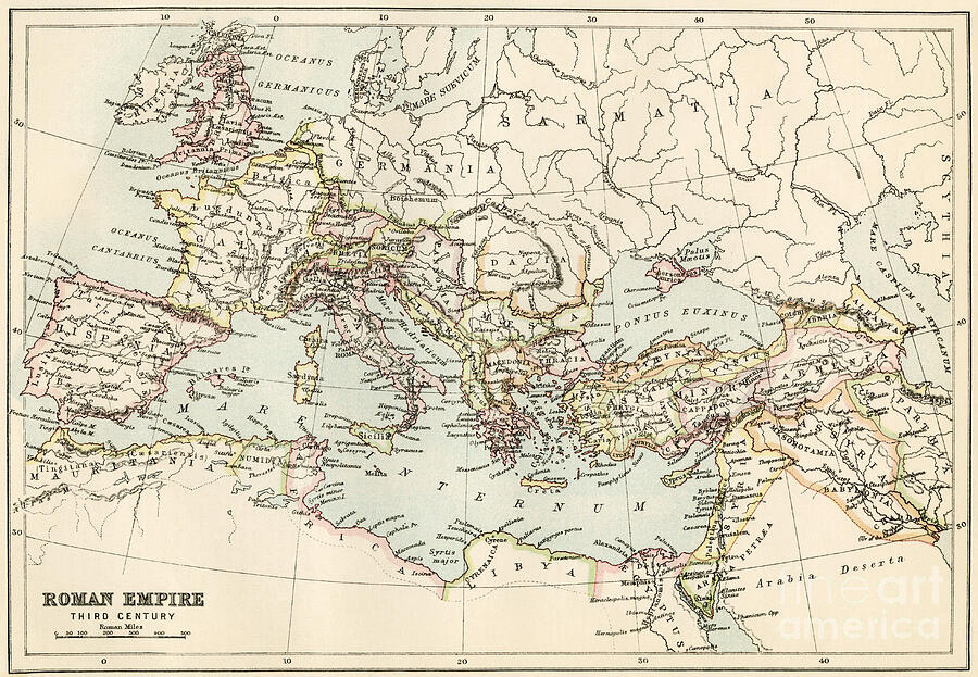 Map of the Roman Empire in the 3rd century AD Drawing by American ...