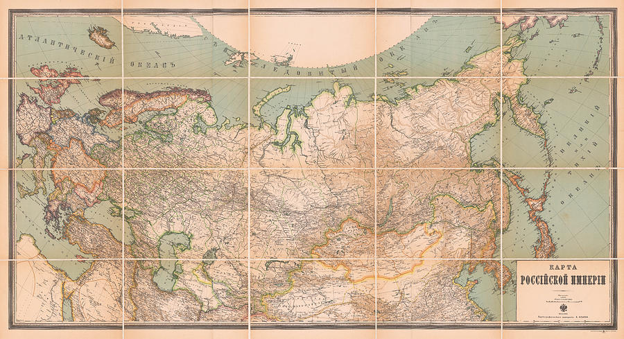 Map Of The Russian Empire Petrograd Circa Painting By Alexey Ilyin   Map Of The Russian Empire Petrograd  Circa Alexey Ilyin Cartographic Institute 