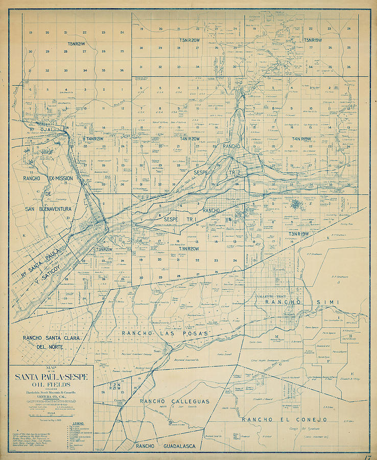 Map of the Santa Paula Sespe Oil Fields Including Bardsdale South ...