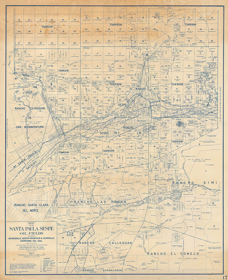 Map of the Santa Paula Sespe Oil Fields Including Bardsdale South ...