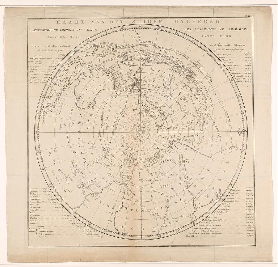 Map of the southern hemisphere with the journeys of a few explorers ...