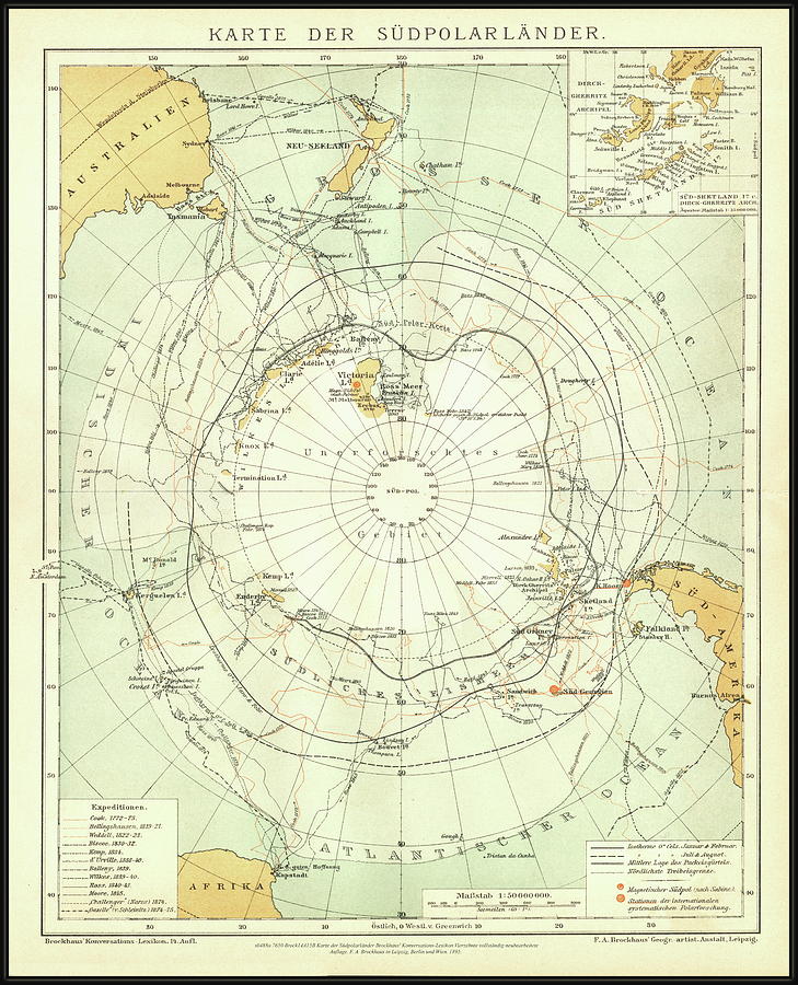 Map of the southern polar countries. Painting by Artistic Rifki - Fine ...