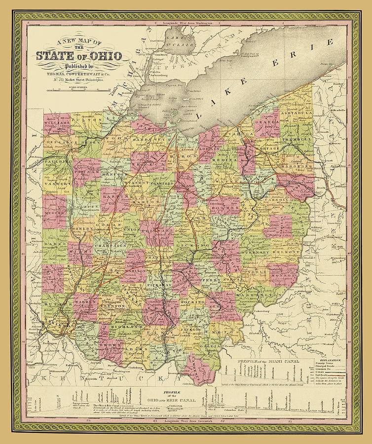 Map of the state of Ohio 1850  Photograph by Phil Cardamone