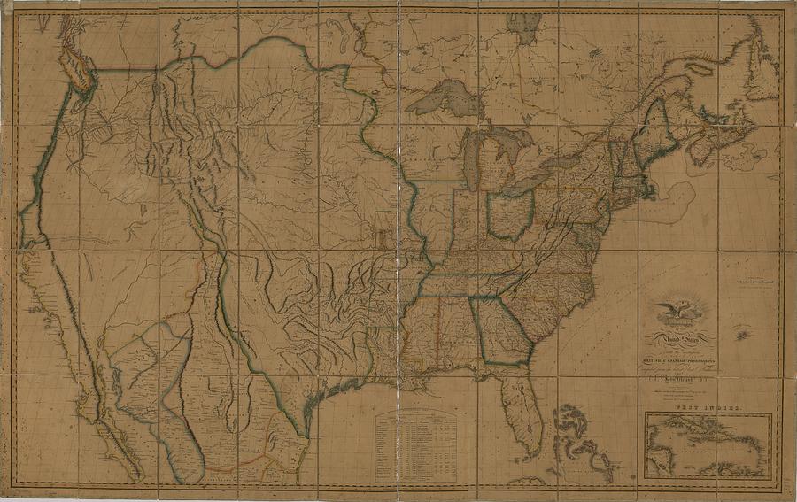 Map of the United States of America - with the contiguous British and ...