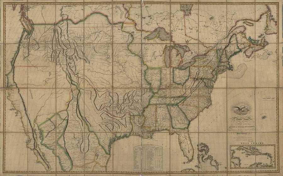 Map of the United States of America - with the contiguous British and ...