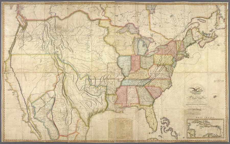 Map of the United States with the contiguous British Spanish ...