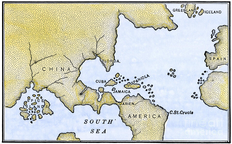 Map of the world drawn up from the discoveries of Christopher Columbus ...