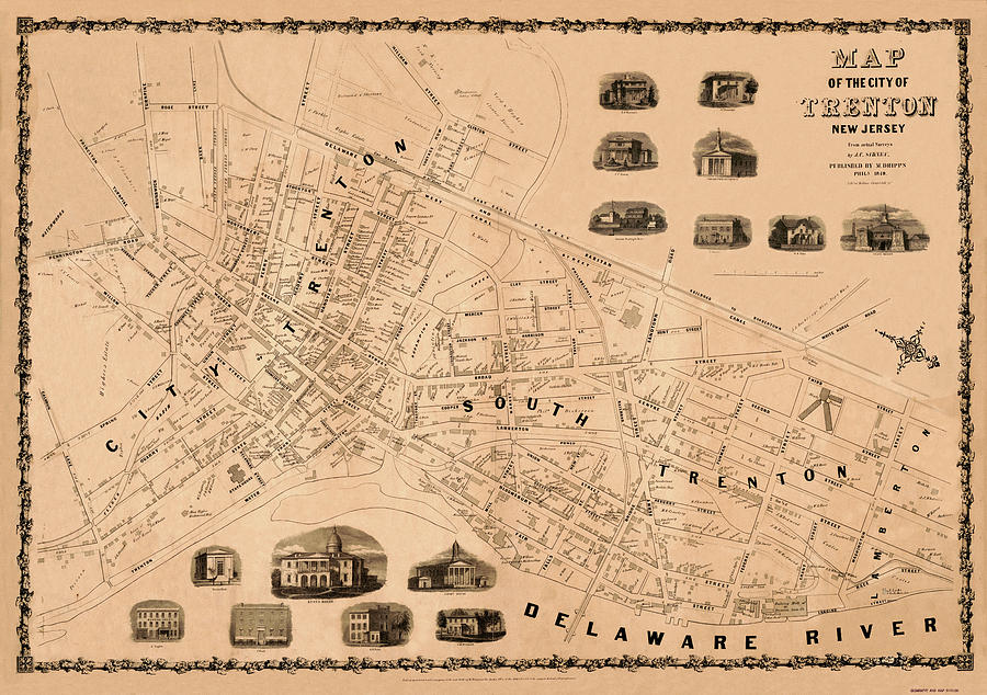 Map Of Trenton 1849 Photograph by Andrew Fare