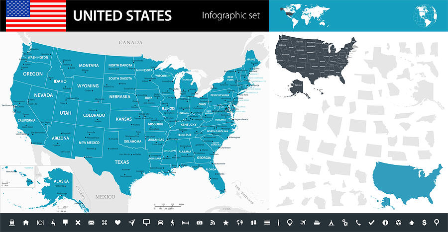 Map of United States - Infographic Vector Drawing by Pop_jop