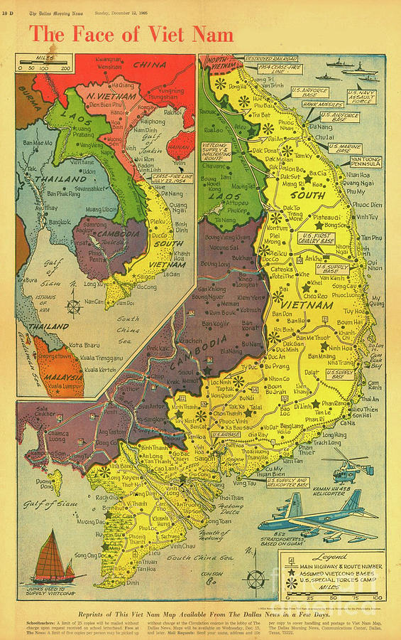 Map of Viet Nam - 1965 Photograph by Charles Robinson