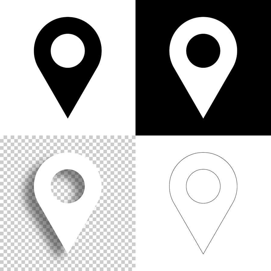 Map pin. Icon for design. Blank, white and black backgrounds - Line icon Drawing by Bgblue