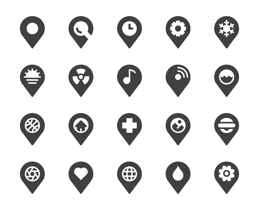 Map Pin Pointer - Icons Drawing by Rakdee