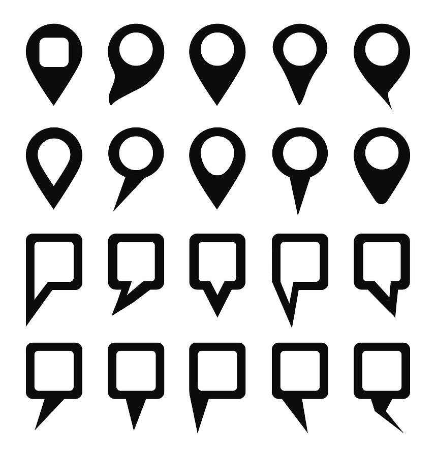 Map pointer icons set. Location marker symbol Drawing by BojanMirkovic