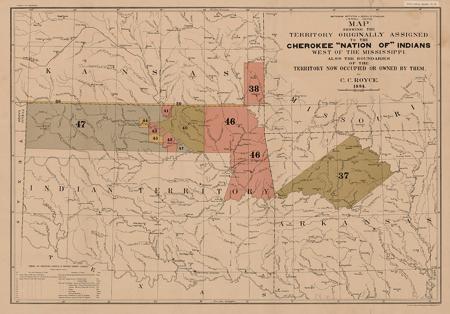 Map Showing The Territory Originally Assigned to the Cherokee Nation of ...