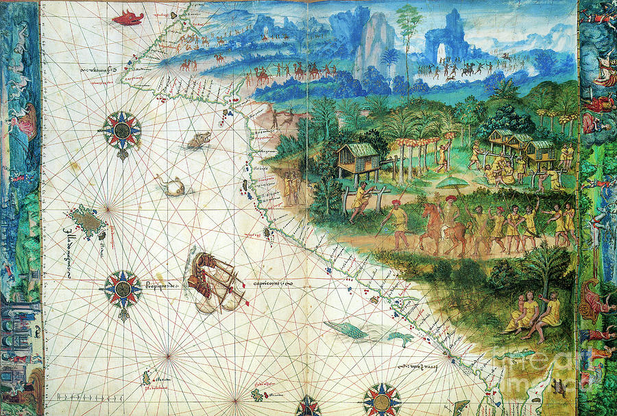 Map - terra Java, 1547 Drawing by Granger