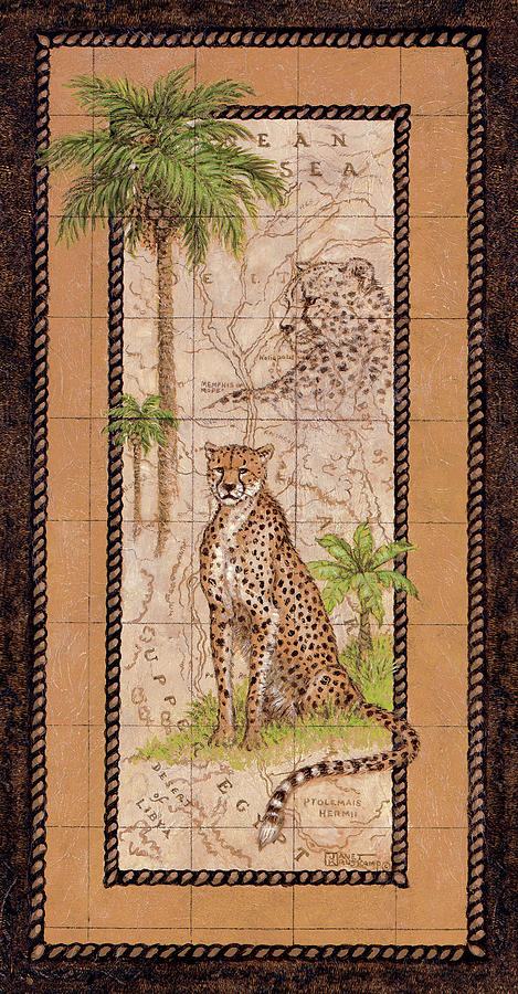 Map with Cheetah Painting by Janet Kruskamp