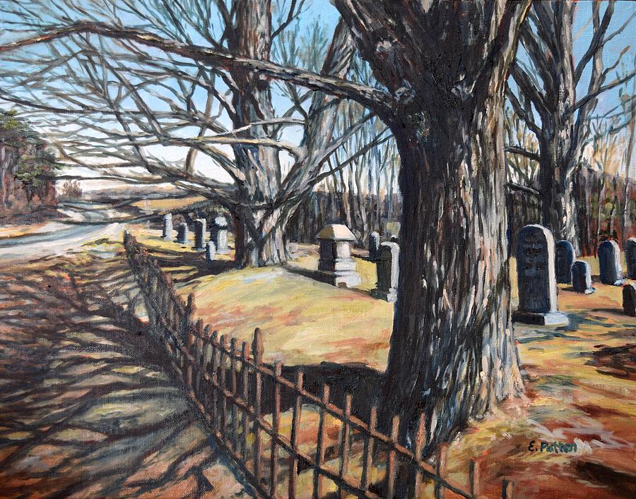 Tree Painting - Maple Grove Cemetery, Pittston, Maine by Eileen Patten Oliver