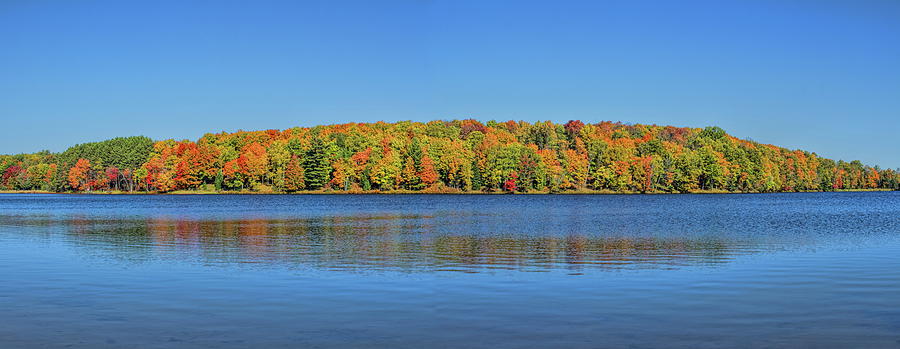 Maple Lake Autumn Panorama Photograph by Dale Kauzlaric