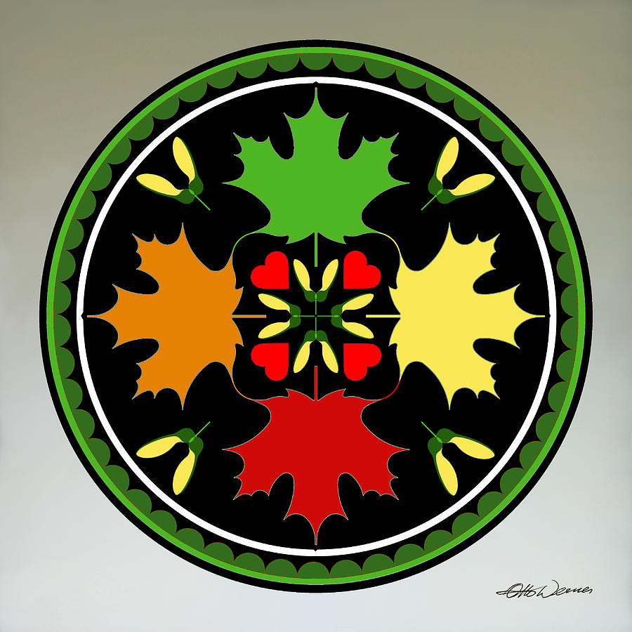 Maple Leaf Painting - Maple Leaf Hex Design by Hanne Lore Koehler