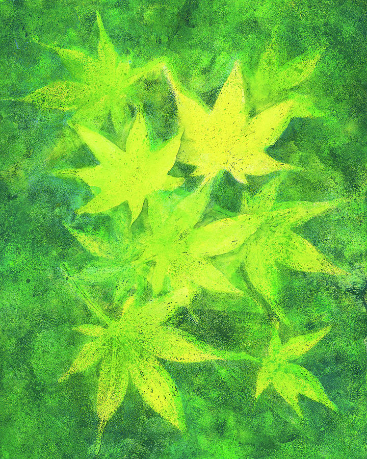Maple leaves in green Painting by Karen Kaspar
