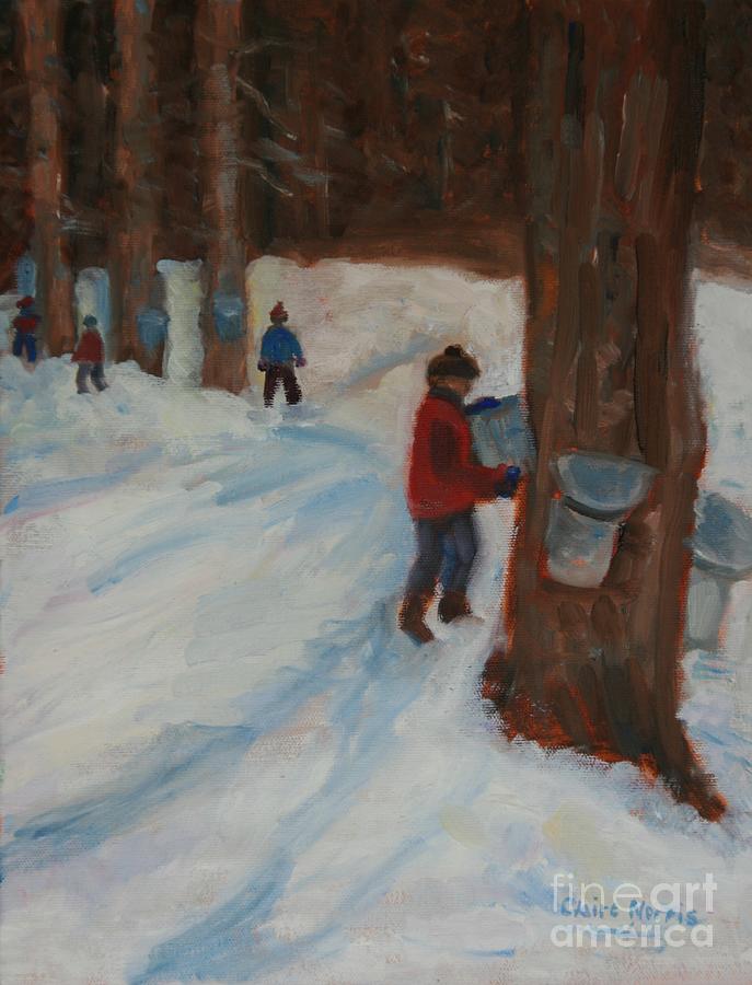 Winter Painting - Maple Sugariing Vermont by Claire Norris