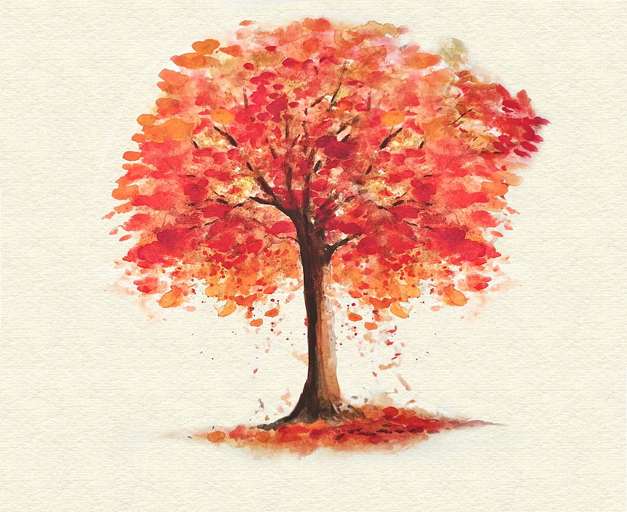 maple trees in autumn painting