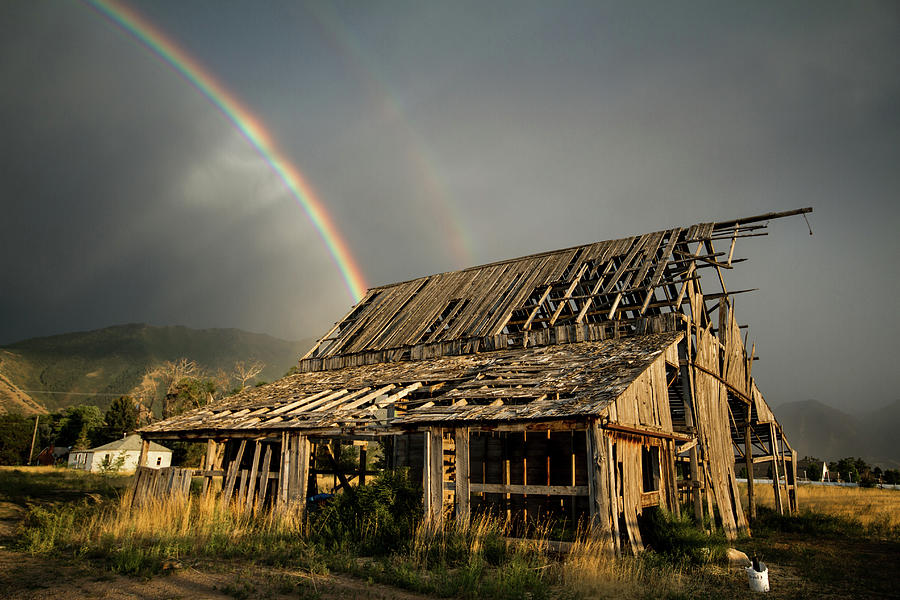 Mapleton Barn Rainbow Photograph by Wesley Aston