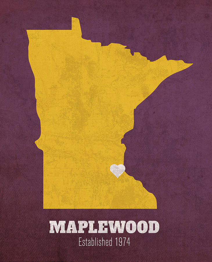 Maplewood Minnesota City Map Founded 1974 Minnesota Vikings Color