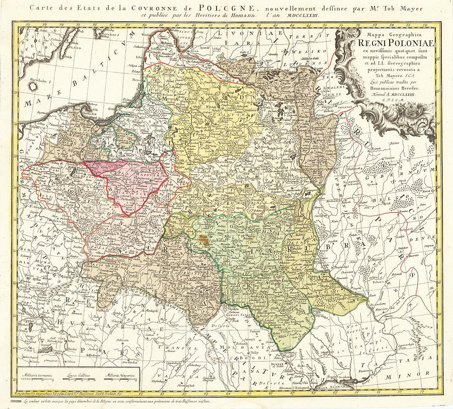 Mappa Geographica Regni Poloniae Ex Novissimis Quotquot Sunt Mappis Specialibus Composita Et Al L L Stereographicae Projectionis Revocata A Tob Mayero Mdcclxxiii Nuremberg Painting By Homann Heirs