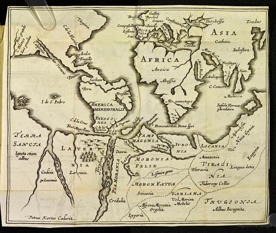 Maps Of Terra Australis Magellanica With Joke Names From A Satire, Circa 1600 Mundus Alter Et Idem S Painting