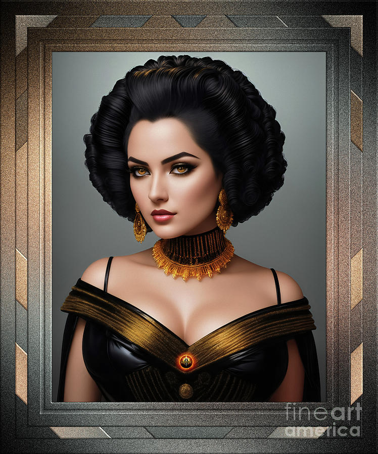 Maquenestavia In An Evening Dress Golden Age Sci-Fi Alluring AI Concept Art by Xzendor7 Painting by Xzendor7