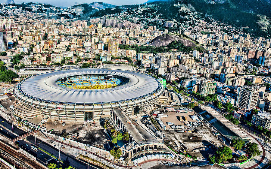 Maracana HDR aerial view cityscapes Estadio Jornalista Mario Filho ...