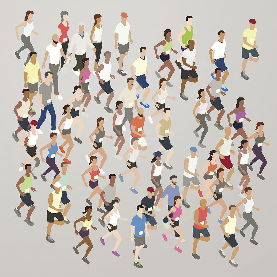 Marathon runners illustration Drawing by Mathisworks