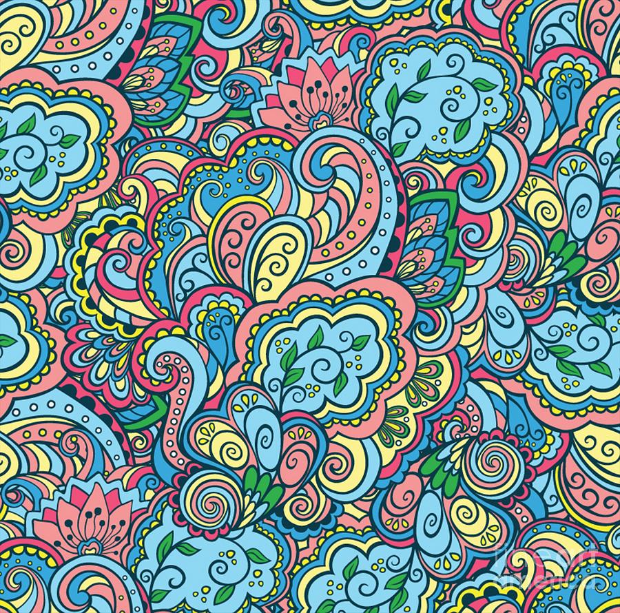 Maravska - Bright Colorful Zentangle Pattern Digital Art by Sambel Pedes
