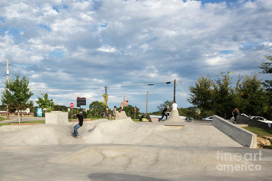 Texas Photograph - Marble Falls - Falls Creek Skatepark features a 12,000-square-foot concrete and granite skateboard park with a number of unique and challenging ramps and rails by Dan Herron